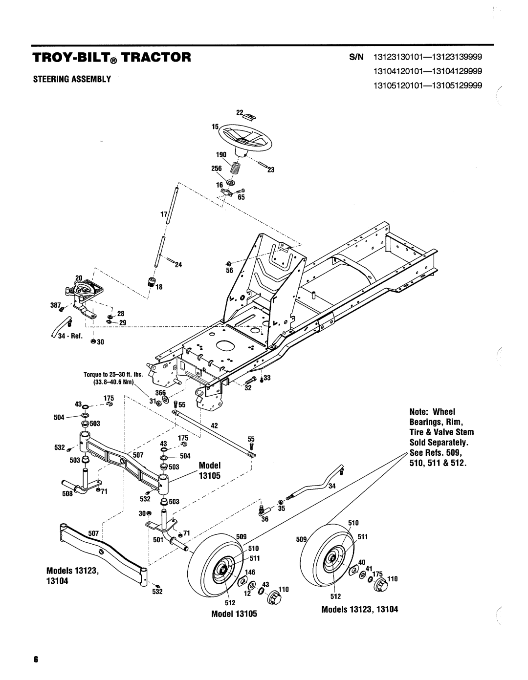 Troy-Bilt 13123, 13105, 13104 manual 