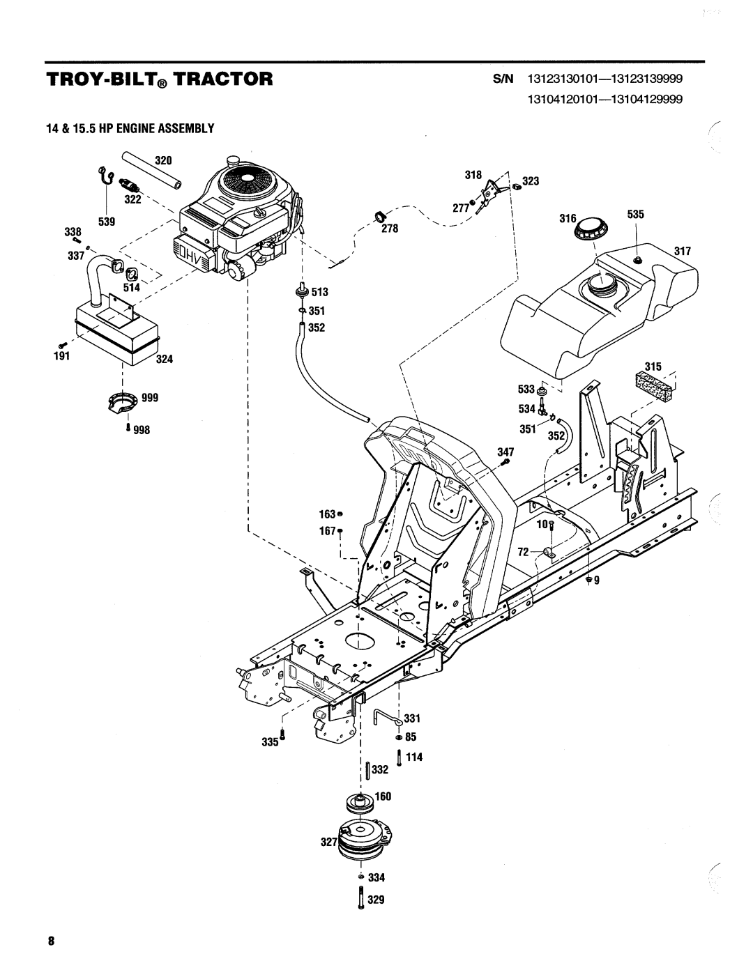 Troy-Bilt 13104, 13123, 13105 manual 