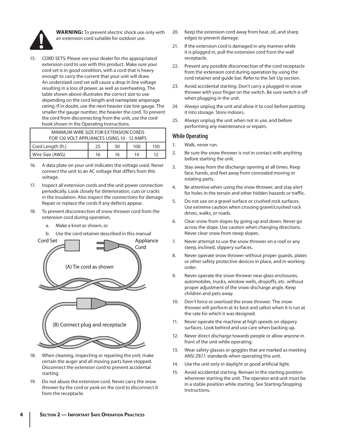 Troy-Bilt 1400 warranty While Operating 