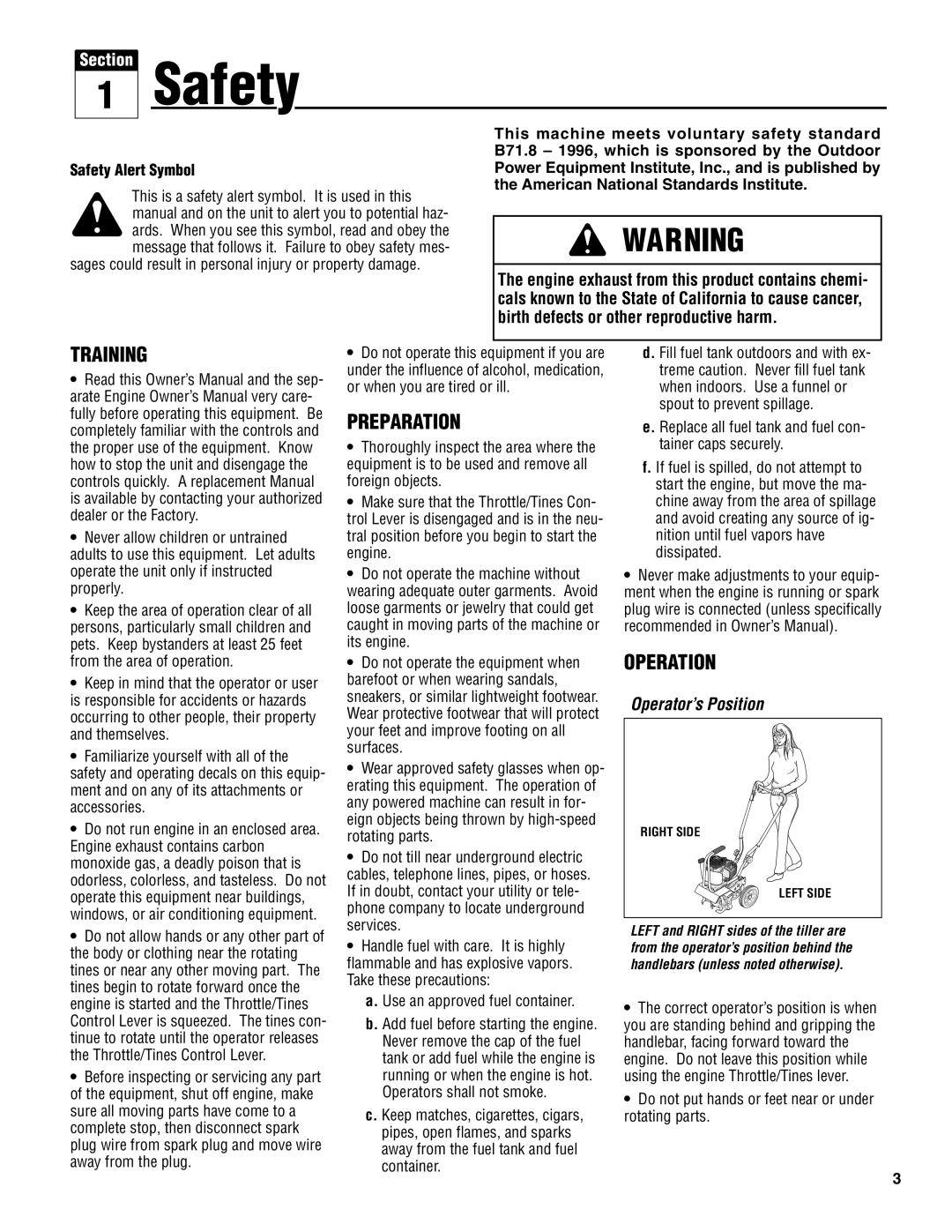 Troy-Bilt 148H manual Training, Preparation, Operation, Safety Alert Symbol 