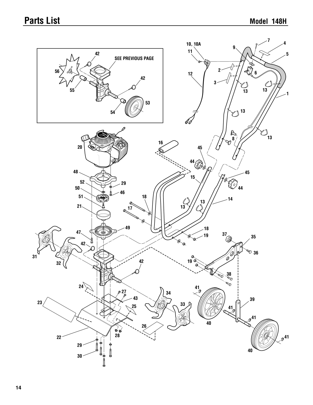 Troy-Bilt manual Parts List, Model 148H 