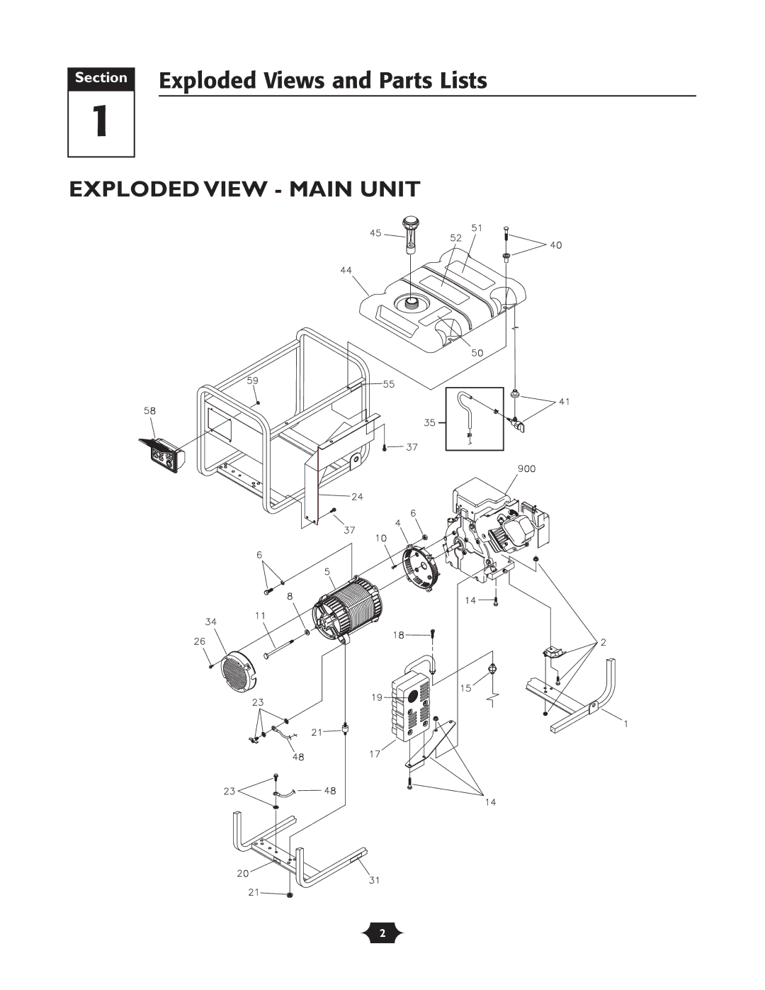 Troy-Bilt 1924 manual Exploded View Main Unit 