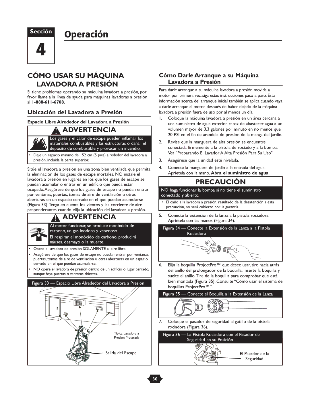 Troy-Bilt 20240 manual Operación, Cómo Usar SU Máquina Lavadora a Presión, Ubicación del Lavadora a Presión 