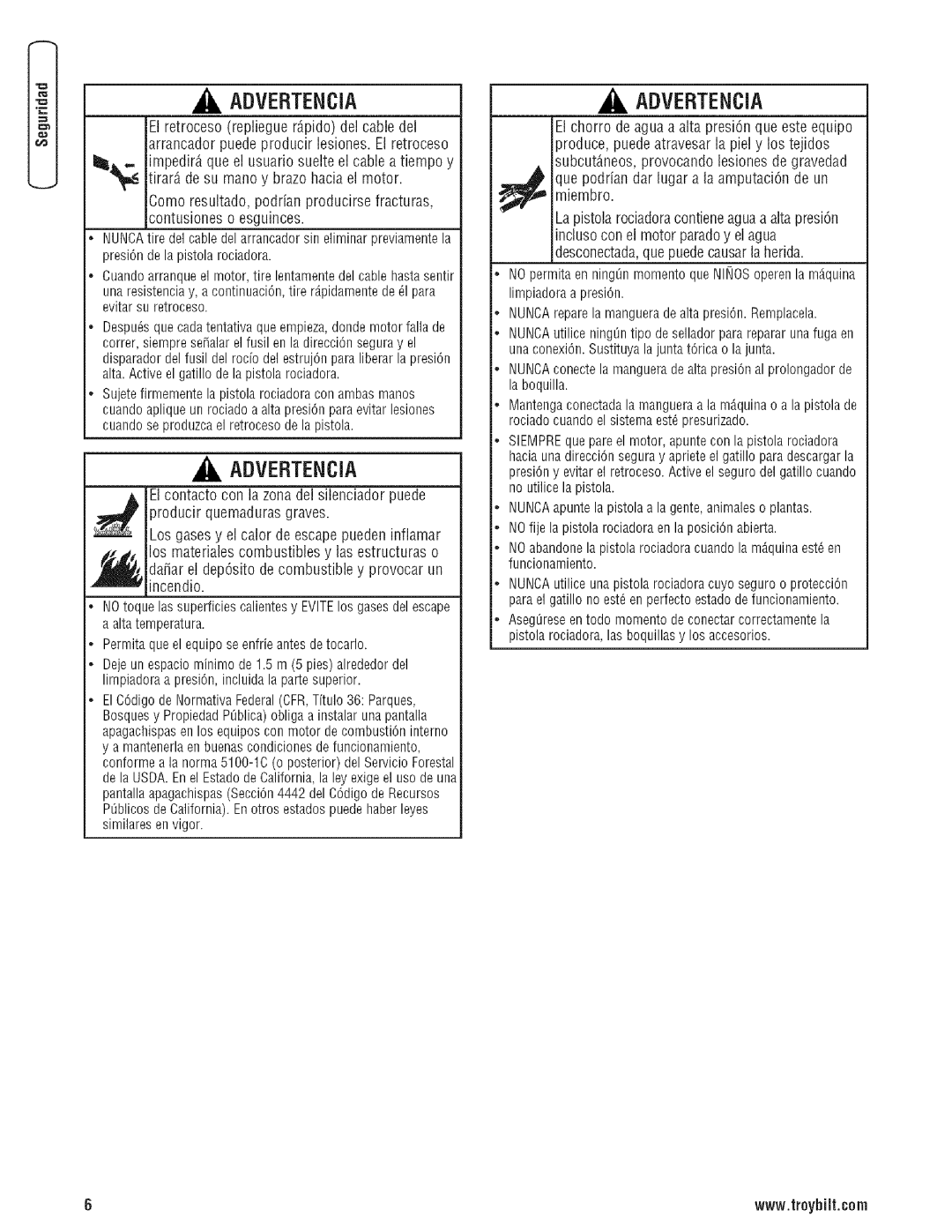 Troy-Bilt 203779GS manual El retroceso repliegue rApido del cable del, IrarAde su mano y brazo hacia el motor 