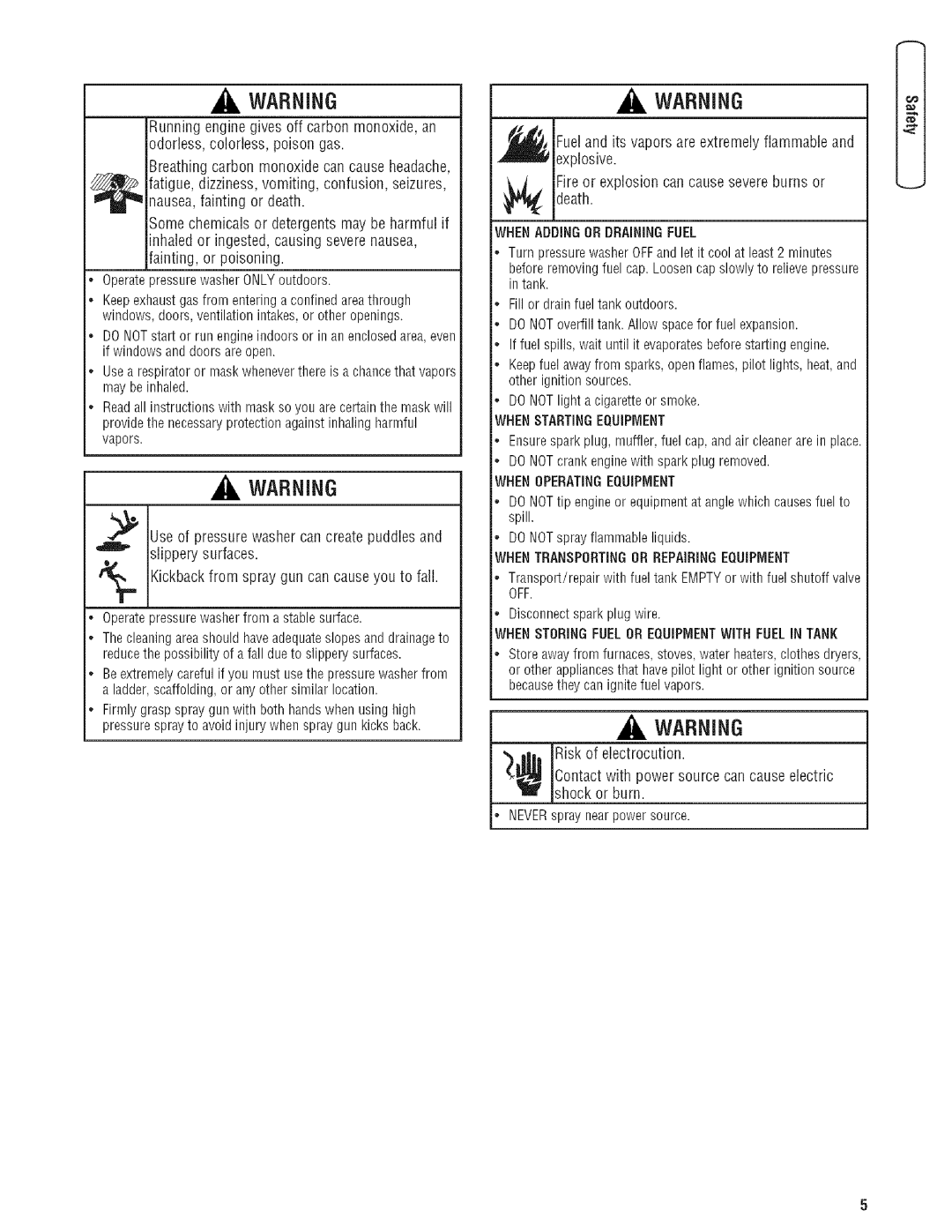 Troy-Bilt 203779GS manual Fuel Its vapors are extremely flammable, When Adding or Draining Fuel 