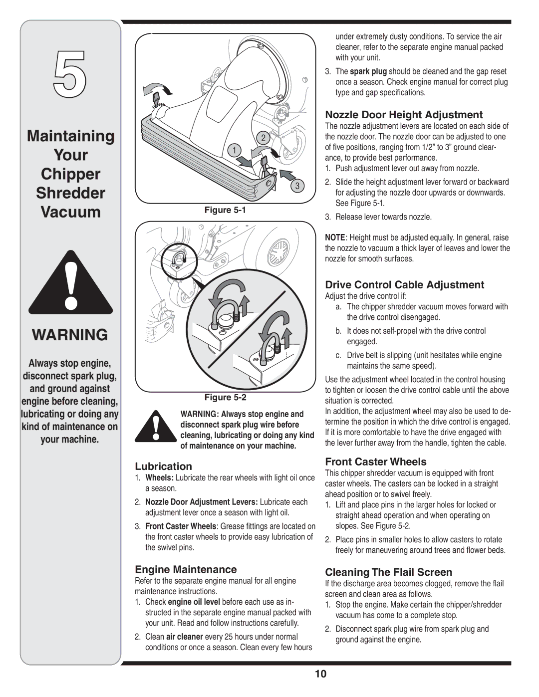 Troy-Bilt 204 warranty Maintaining Your Chipper Shredder Vacuum 