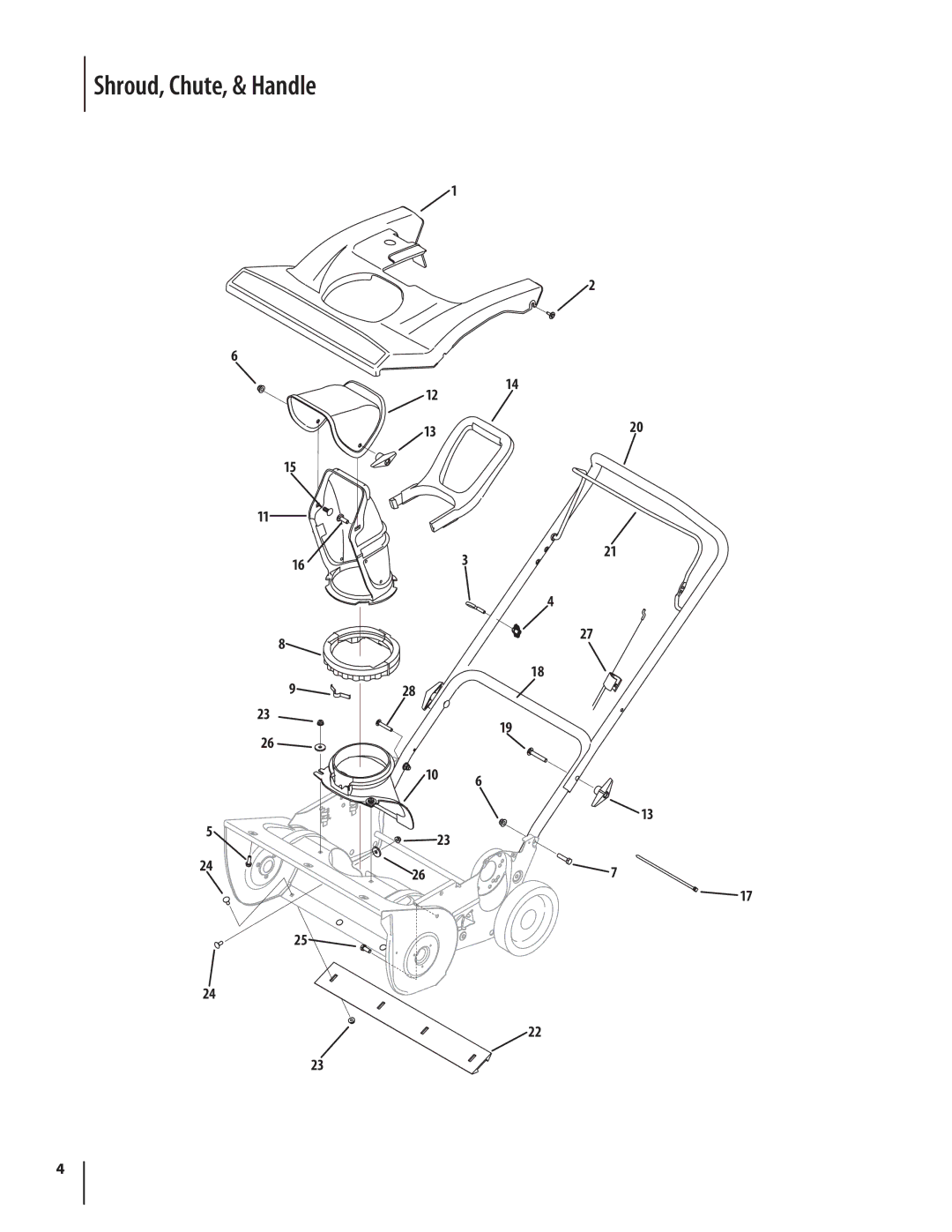 Troy-Bilt 2100 manual Shroud, Chute, & Handle 