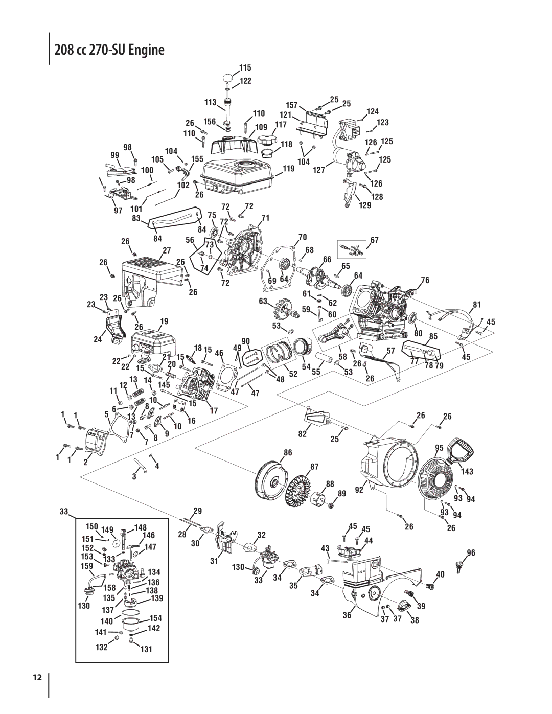 Troy-Bilt 2100 manual 208 cc 270-SU Engine 