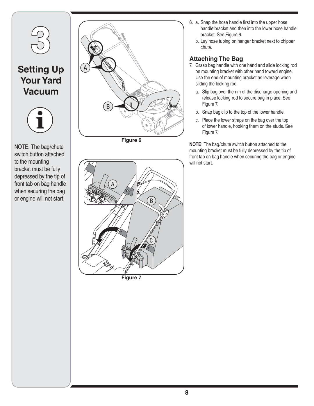 Troy-Bilt 24A-070F768 warranty Vacuum, Attaching The Bag 