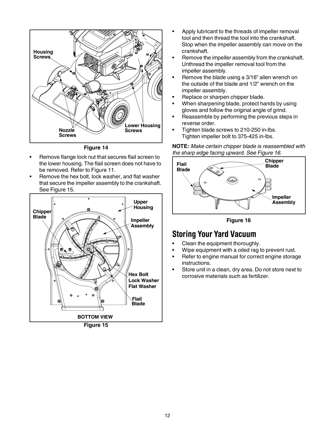 Troy-Bilt 24B-060F766 manual Storing Your Yard Vacuum 