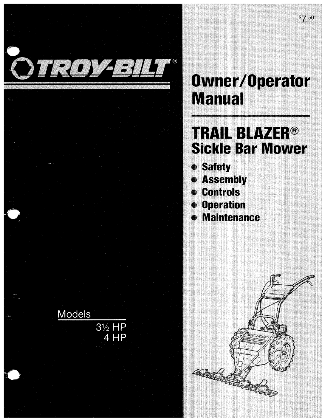 Troy-Bilt 31/2 HP manual 