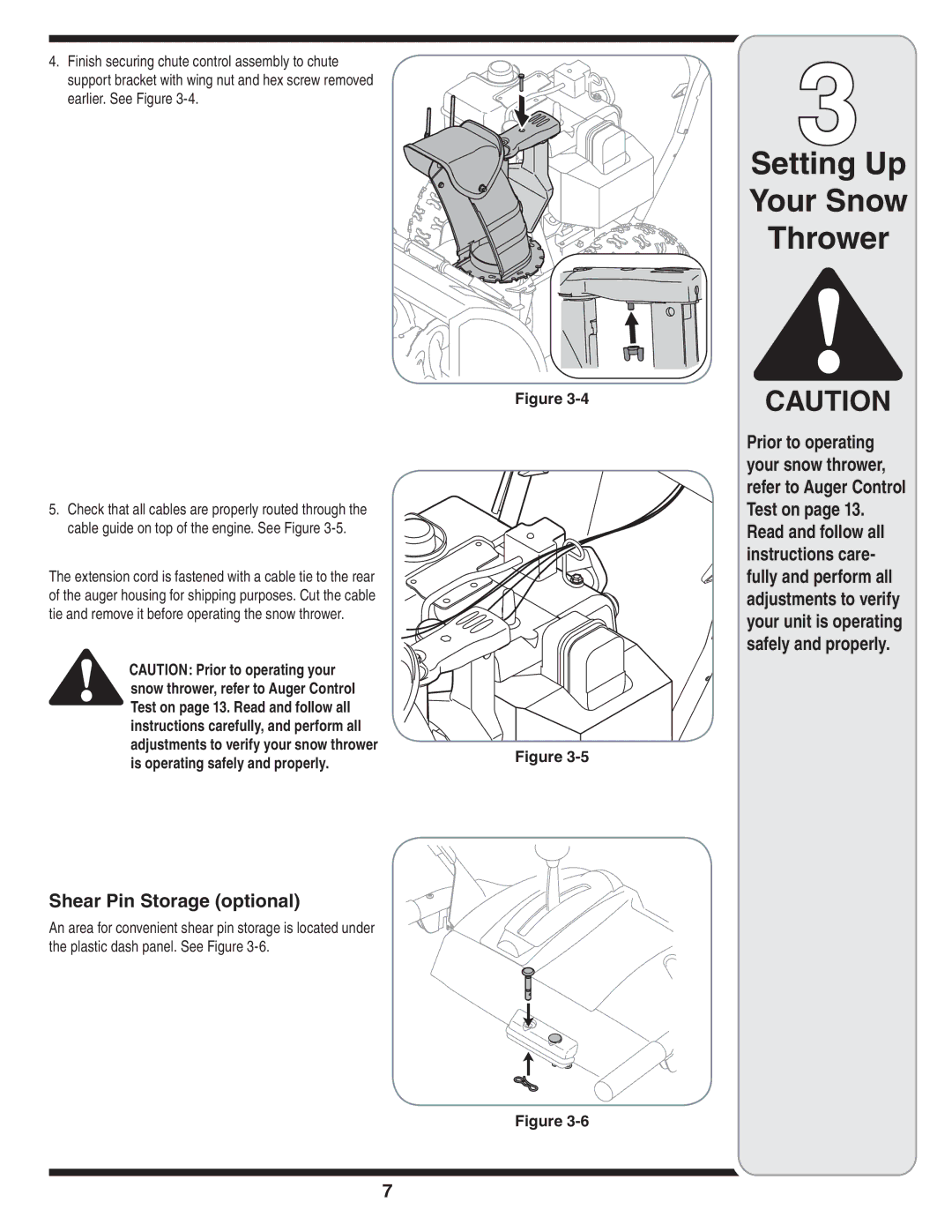 Troy-Bilt 31AE6GKF500 warranty Setting Up Your Snow Thrower, Shear Pin Storage optional 