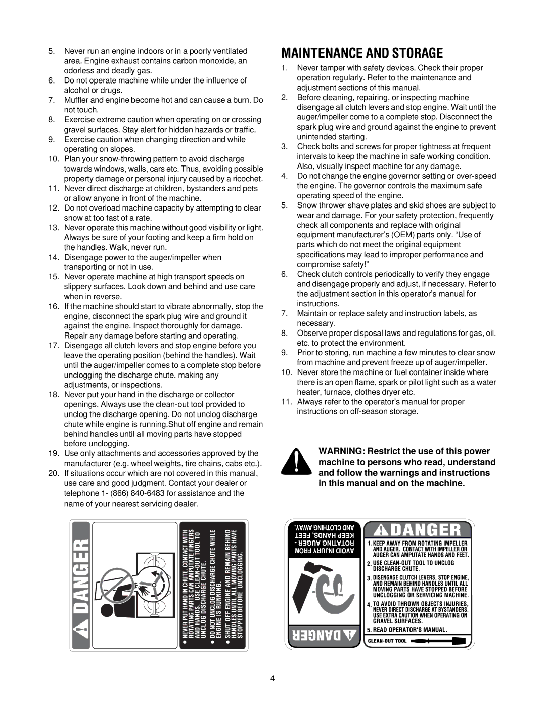 Troy-Bilt 31AH7T74063 manual Maintenance and Storage 