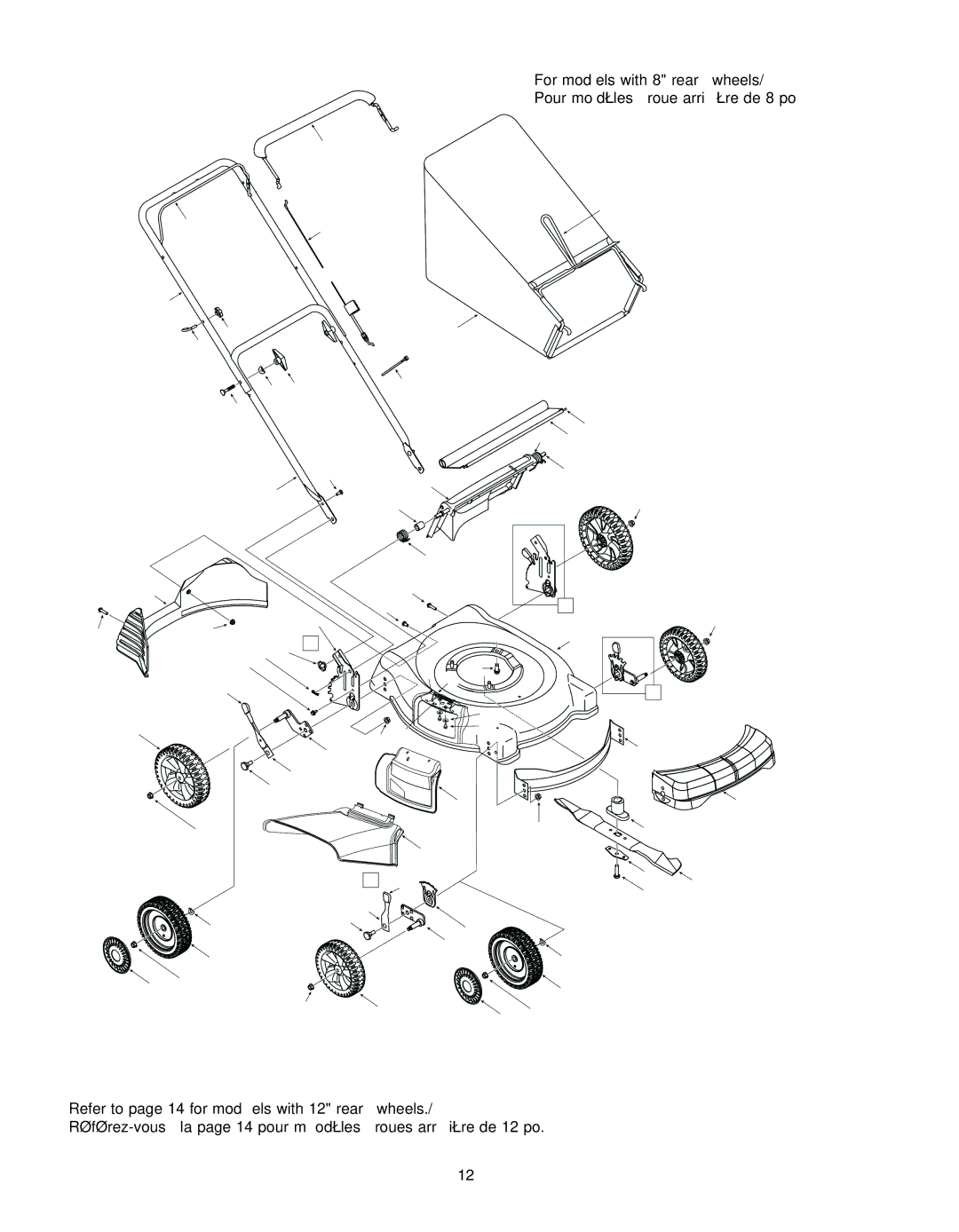 Troy-Bilt 400 Series manual Pour modèles à roue arrière de 8 po 