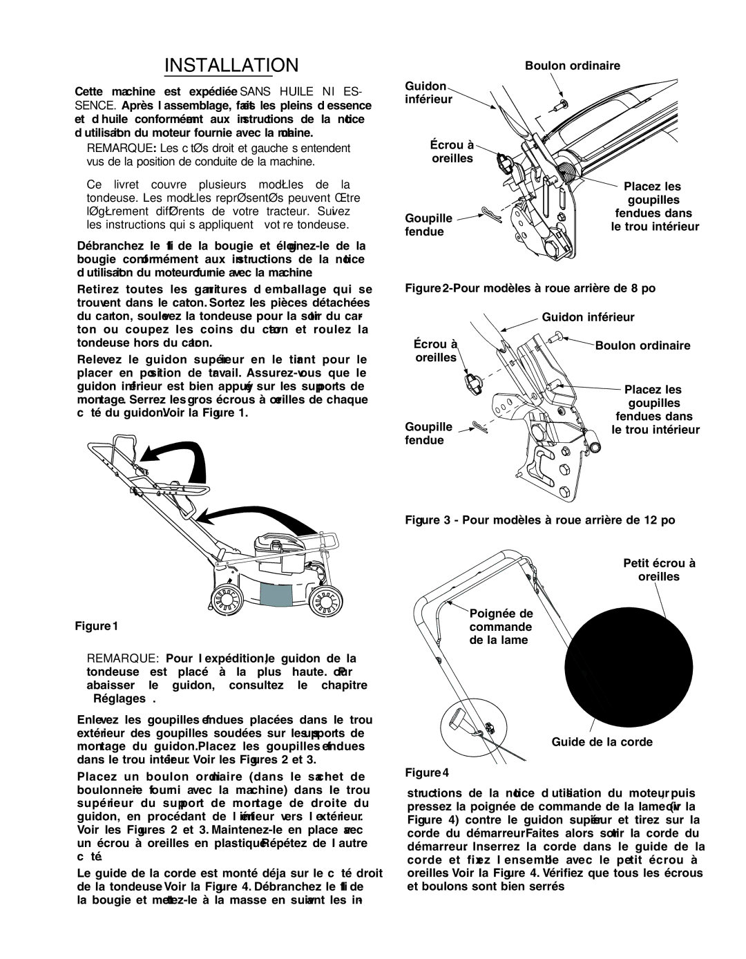 Troy-Bilt 400 Series manual Installation 