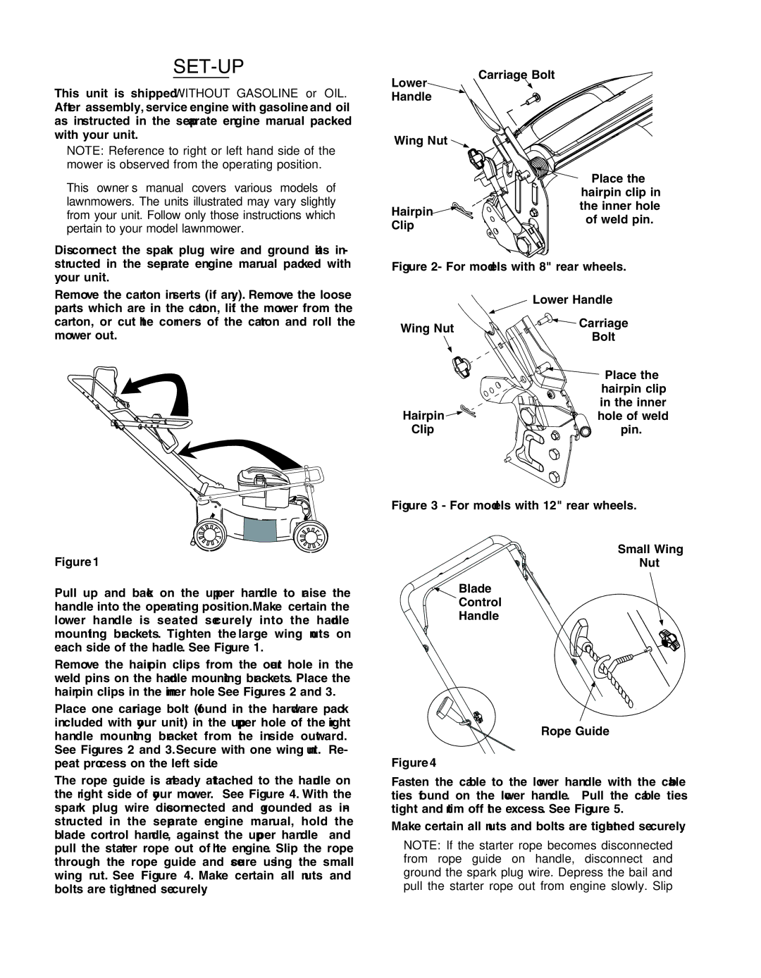 Troy-Bilt 400 Series manual Set-Up 