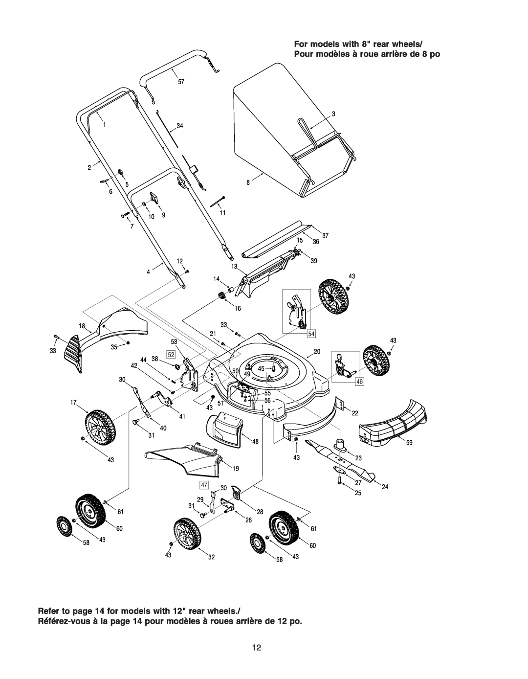 Troy-Bilt 400 Series manual For models with 8 rear wheels, Pour modèles à roue arrière de 8 po 