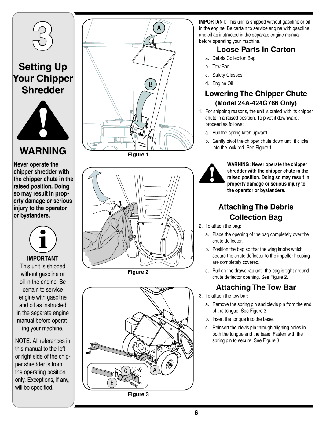 Troy-Bilt 414 manual Setting Up Your Chipper Shredder, Model 24A-424G766 Only 