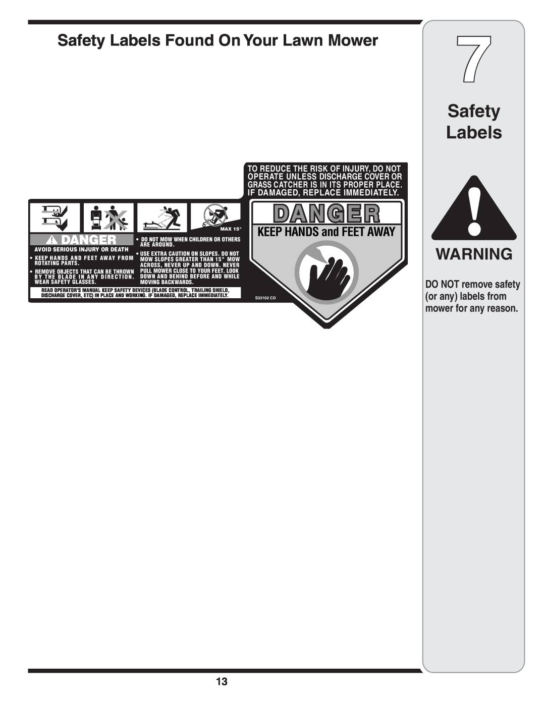 Troy-Bilt 420 warranty Safety Labels Found On Your Lawn Mower, KEEP HANDS and FEET AWAY, Are Around, Rotating Parts 