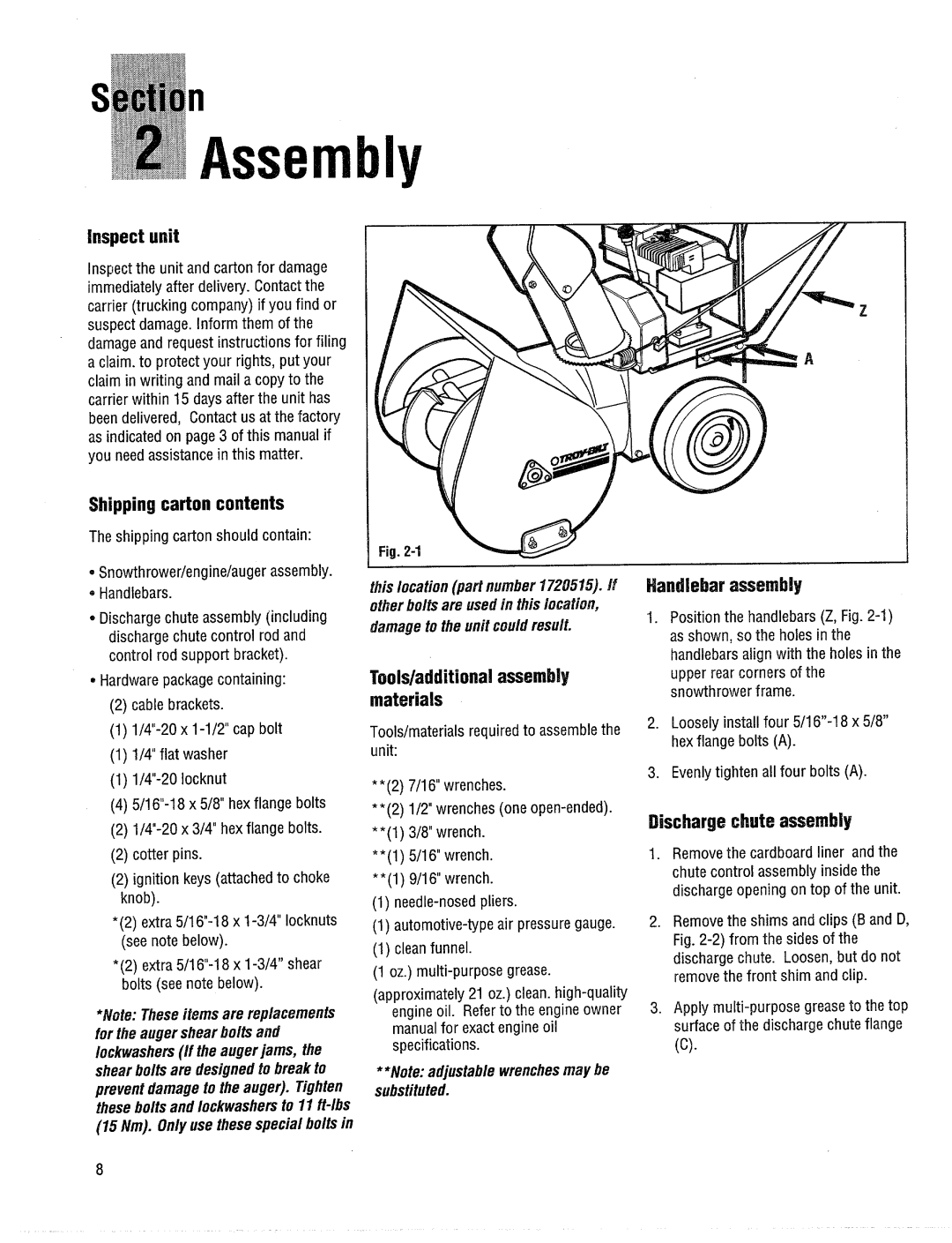 Troy-Bilt 42000 manual 