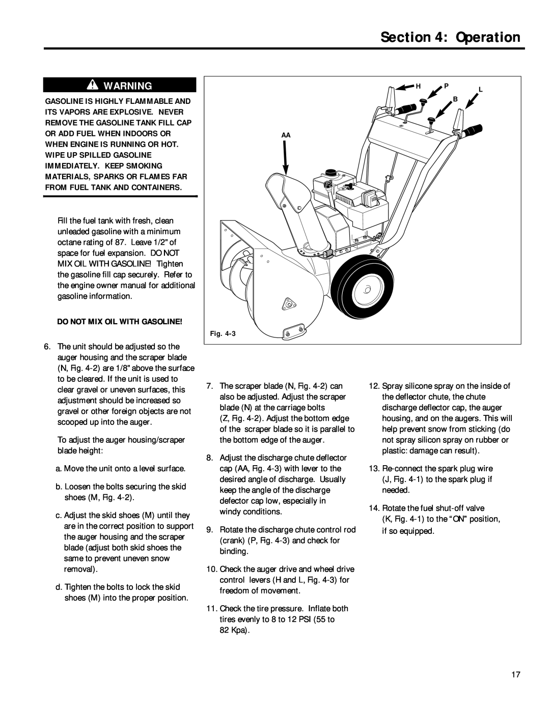 Troy-Bilt 42012, 42031, 42010, 42030 manual Operation, Do Not Mix Oil With Gasoline 