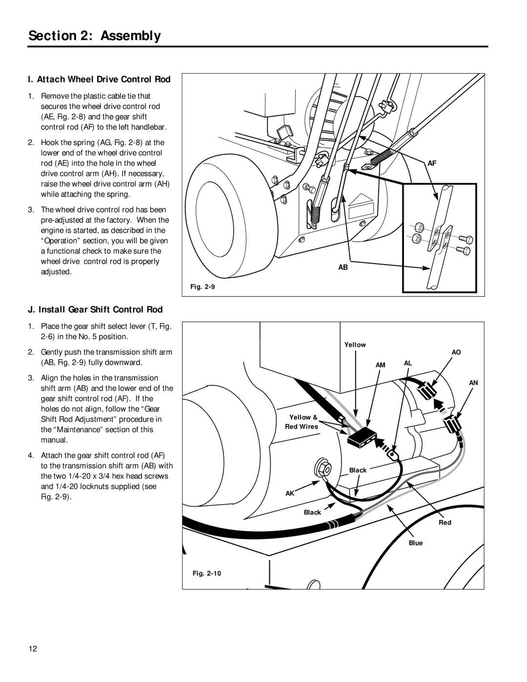 Troy-Bilt 42031, 42012, 42010, 42030 manual Install Gear Shift Control Rod, Attach Wheel Drive Control Rod 