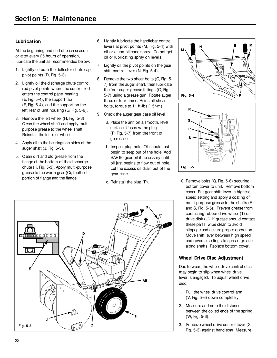 Troy-Bilt 42010, 42031, 42012, 42030 manual Maintenance, Lubrication, Wheel Drive Disc Adjustment 