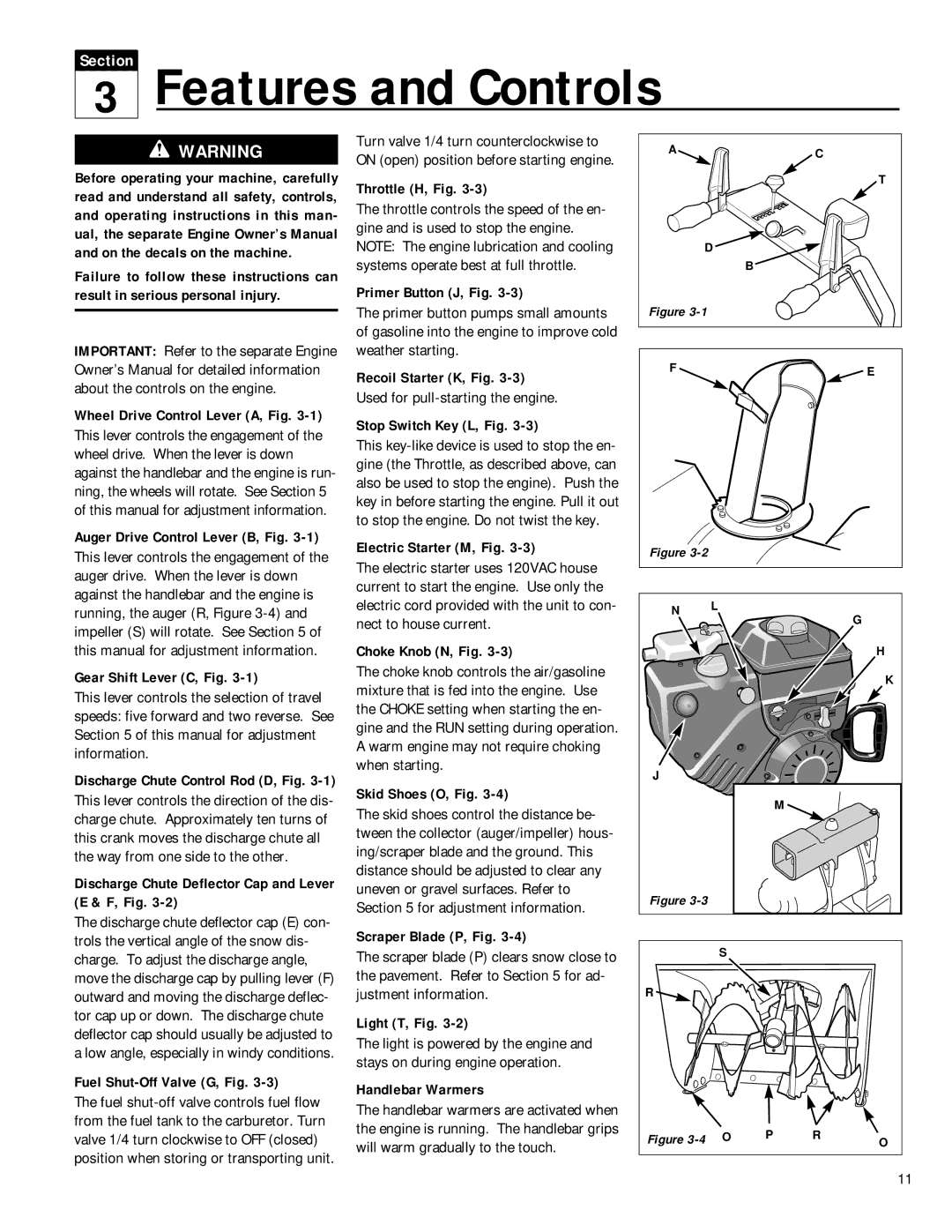 Troy-Bilt 42051, 42052 owner manual Features and Controls 