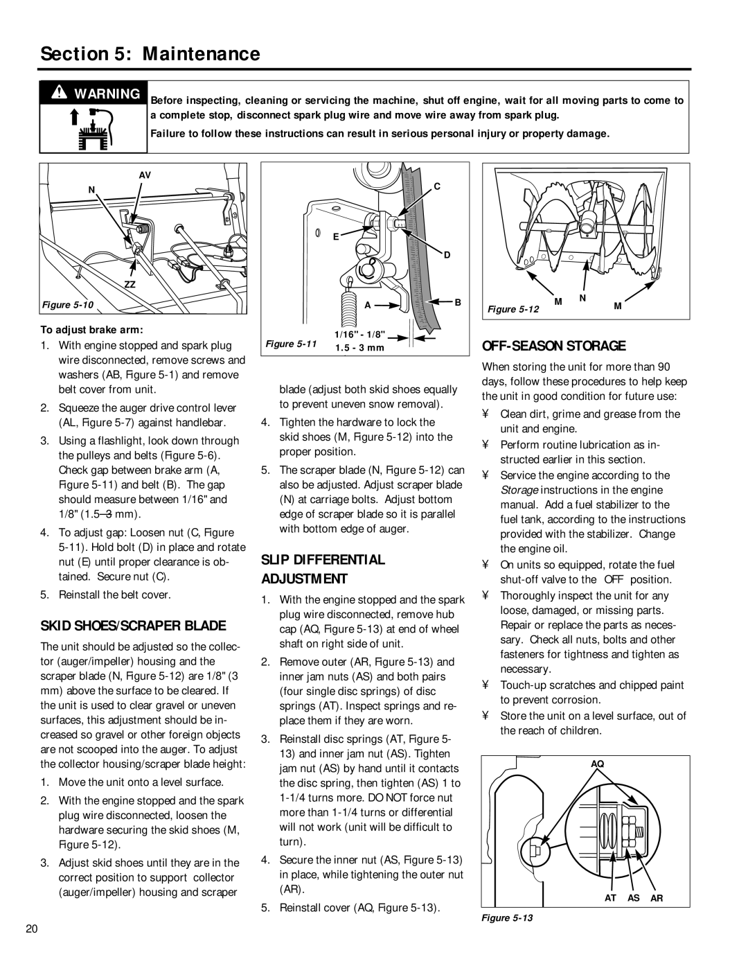 Troy-Bilt 42052, 42051 owner manual Slip Differential Adjustment, OFF-SEASON Storage 