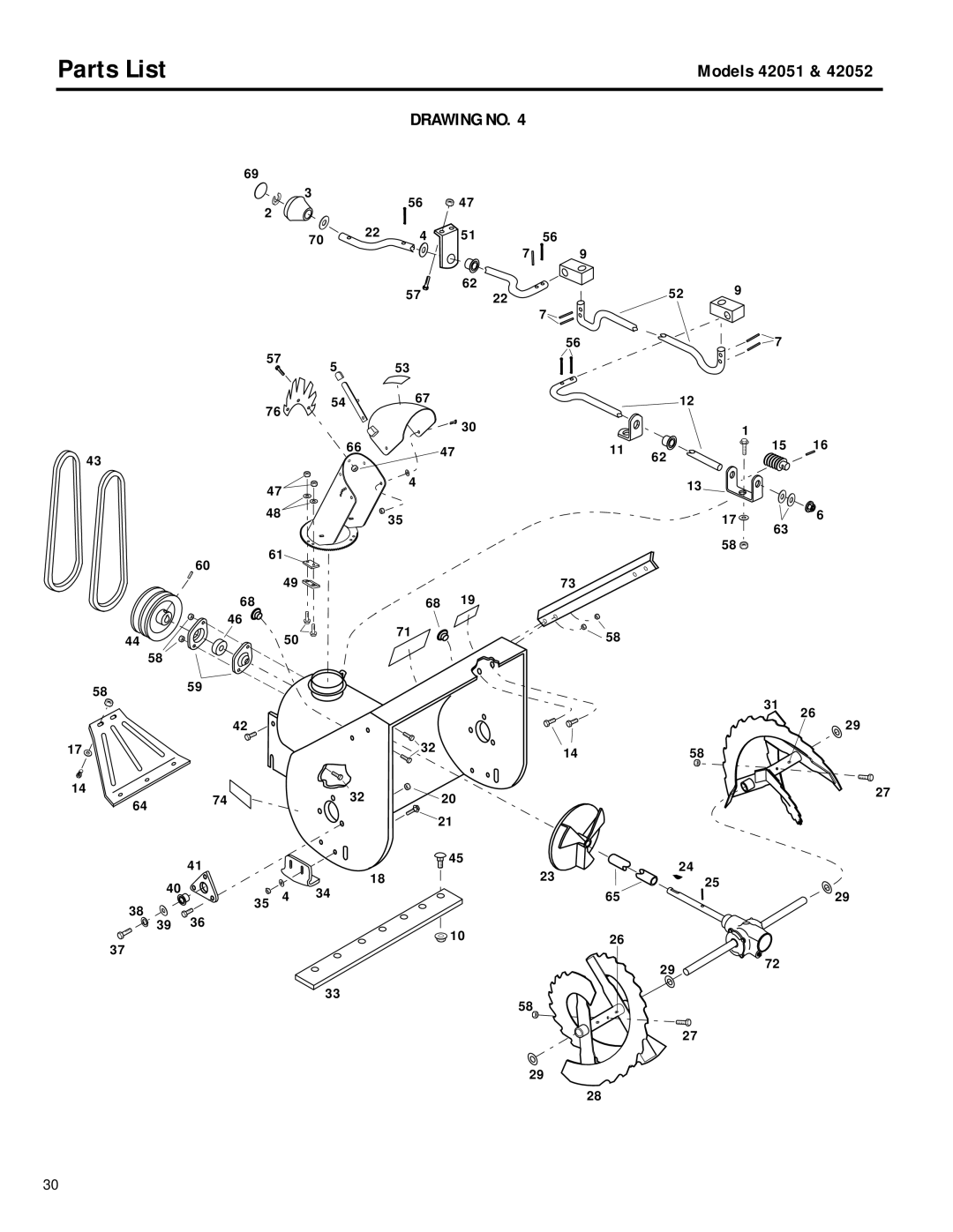 Troy-Bilt 42052, 42051 owner manual Drawing no 