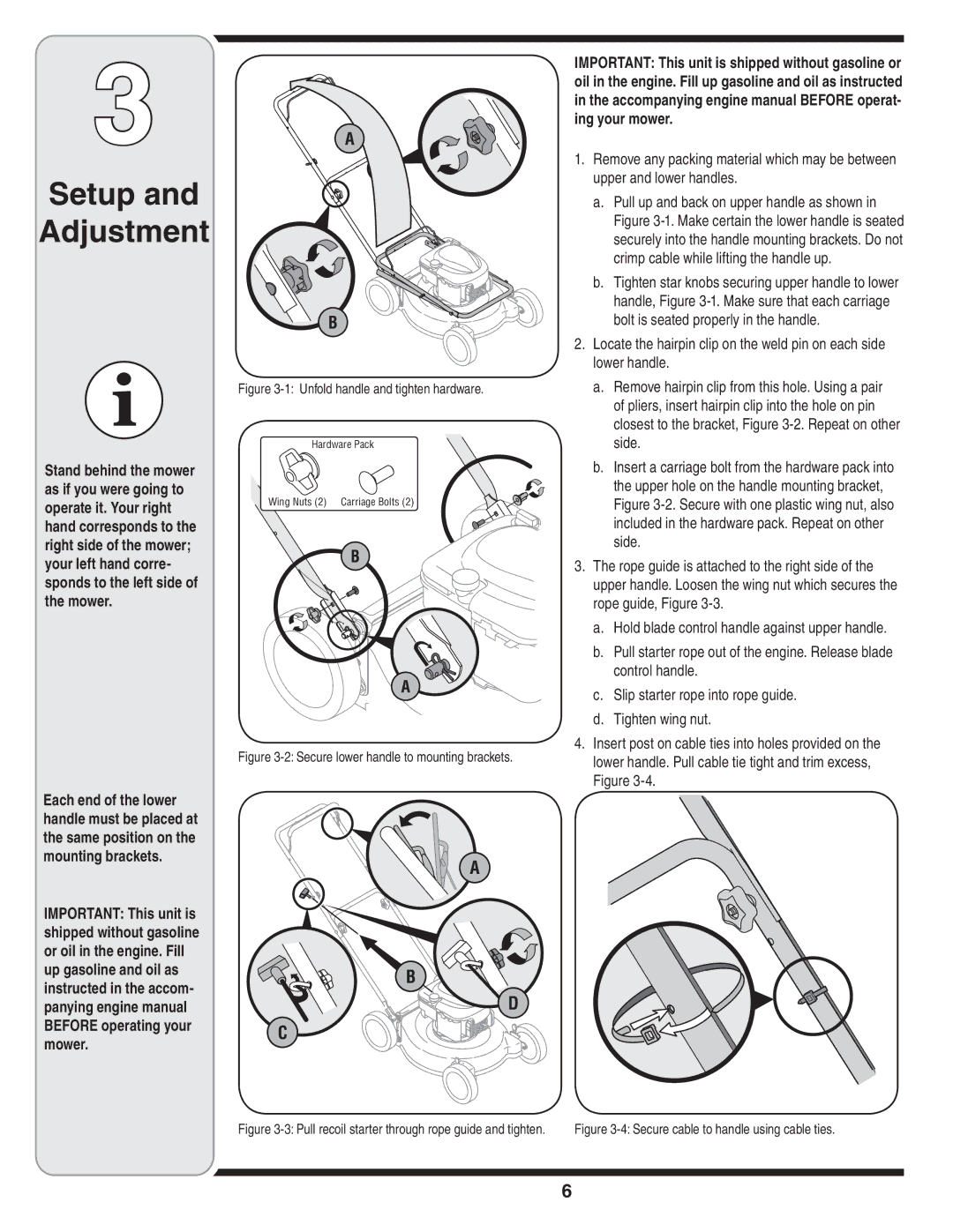 Troy-Bilt 429 warranty Setup Adjustment 