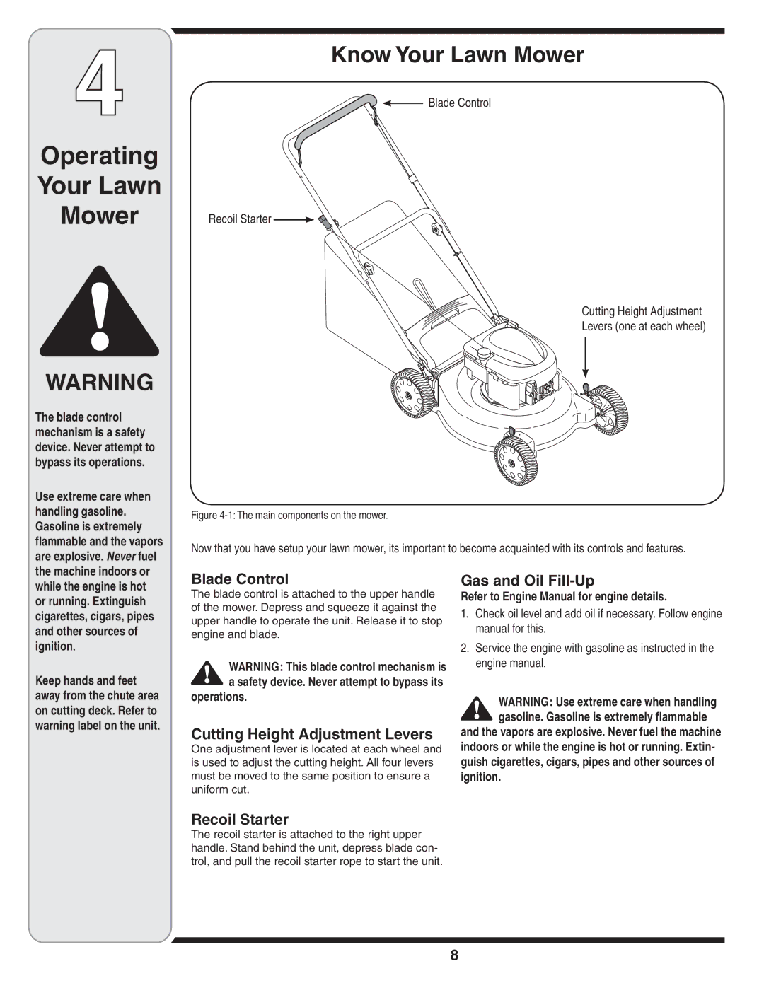 Troy-Bilt 429 warranty Operating Your Lawn Mower, Know Your Lawn Mower 