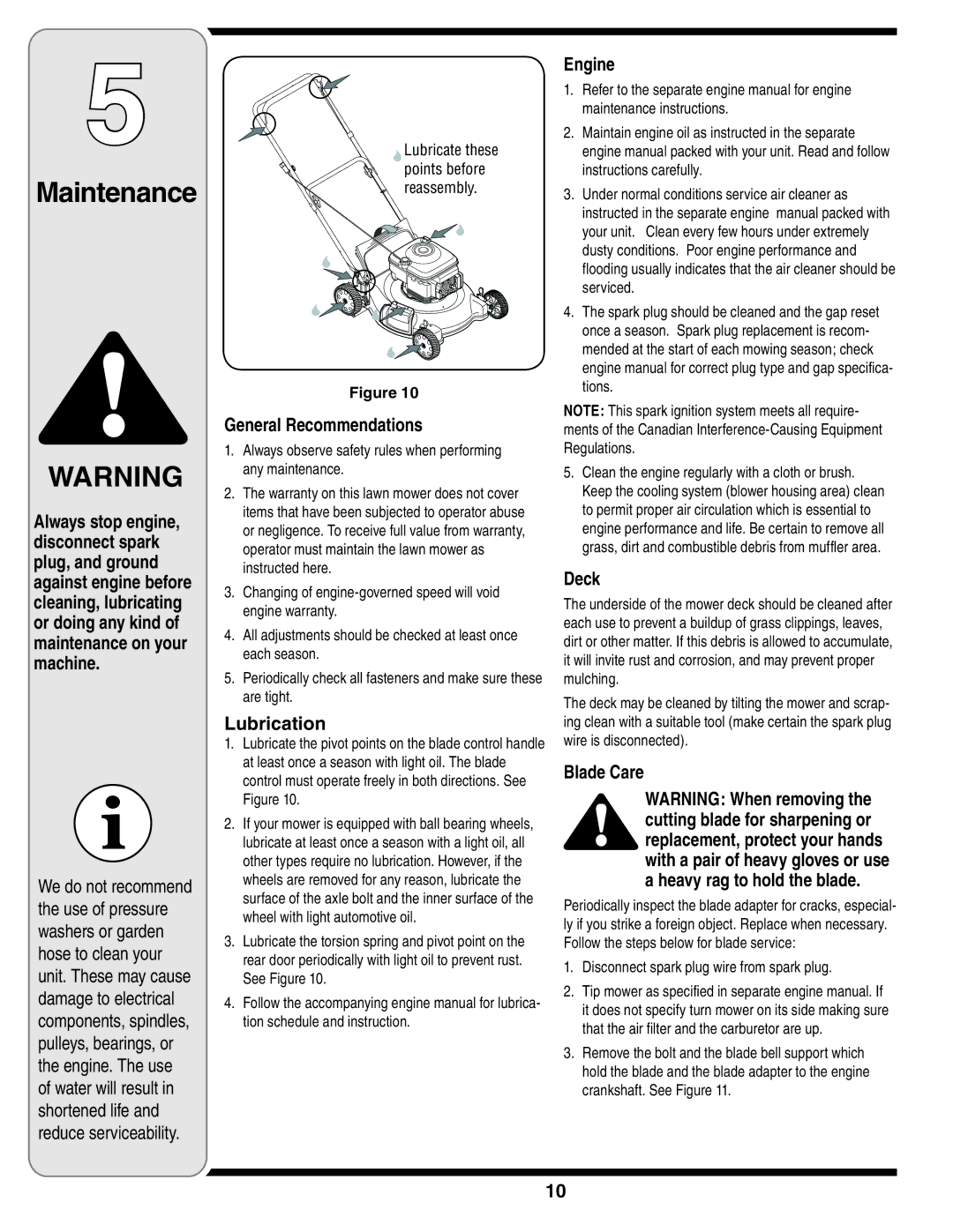 Troy-Bilt 430 warranty Maintenance 