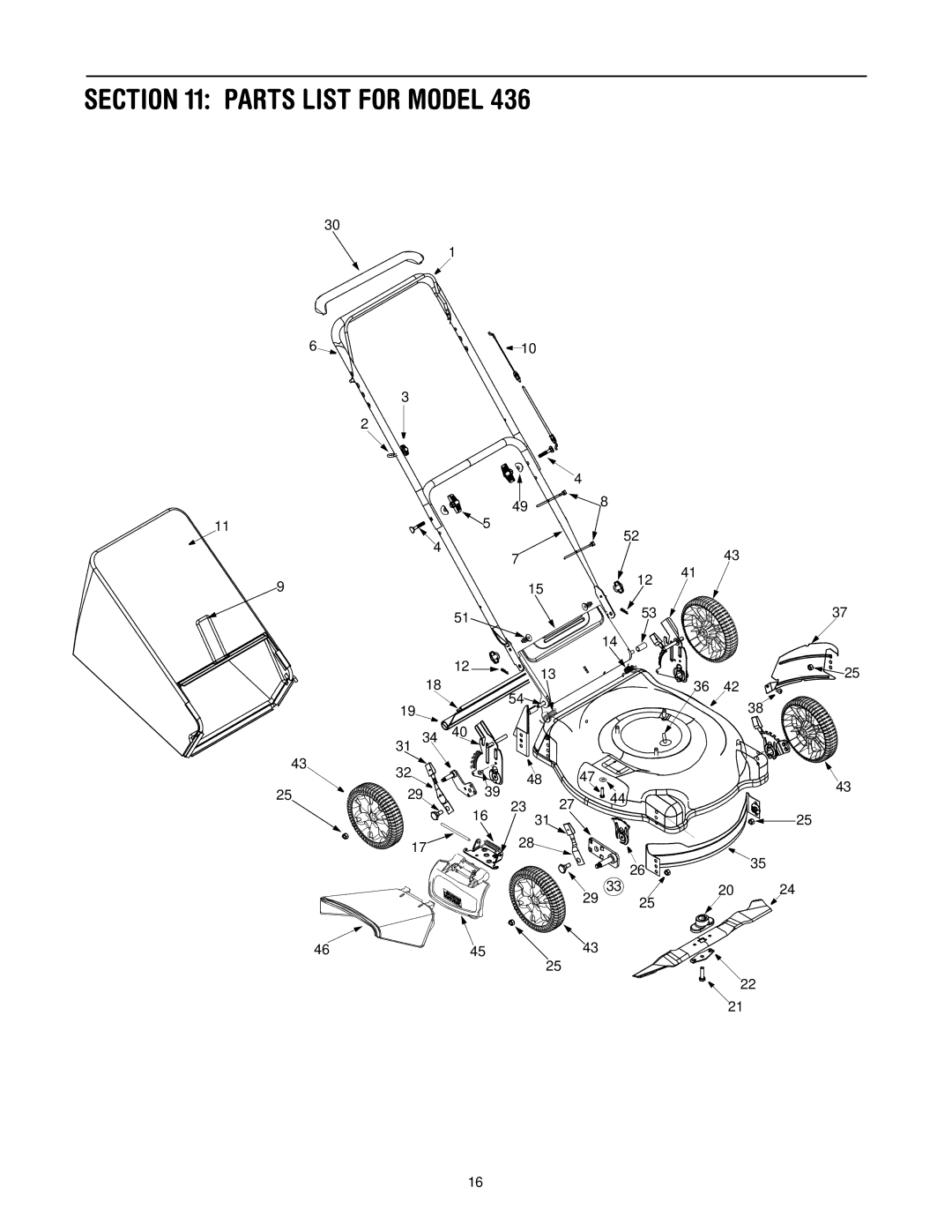 Troy-Bilt 436 manual Parts List for Model 