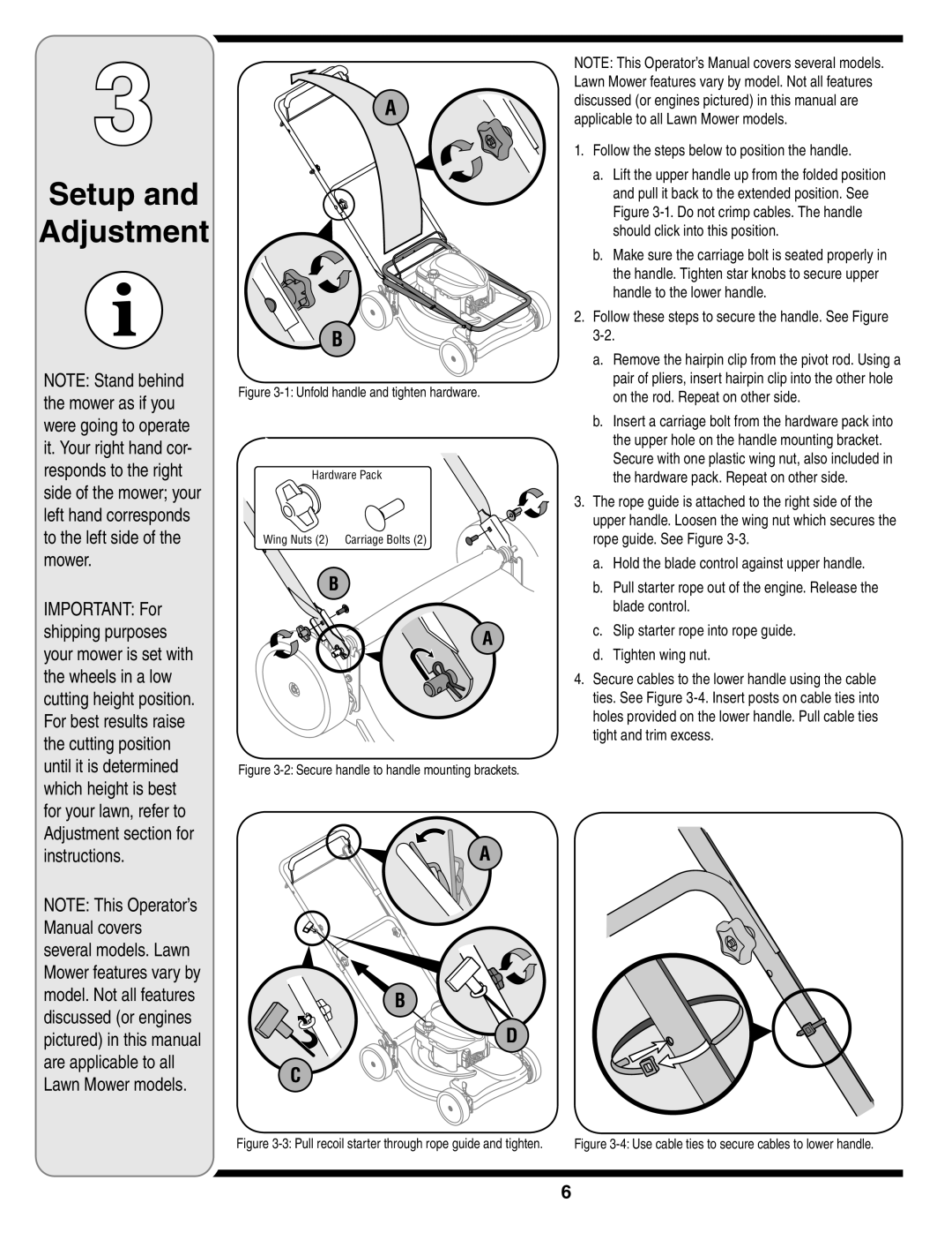 Troy-Bilt 440 warranty Setup Adjustment 