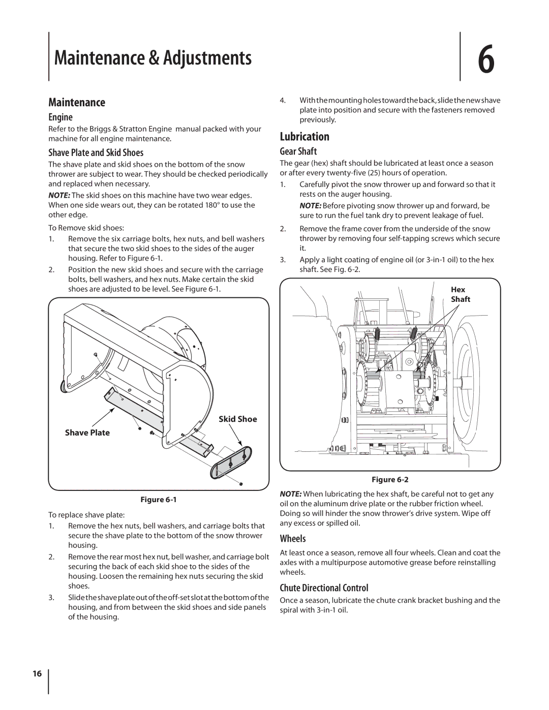 Troy-Bilt 4510 warranty Maintenance & Adjustments, Lubrication 