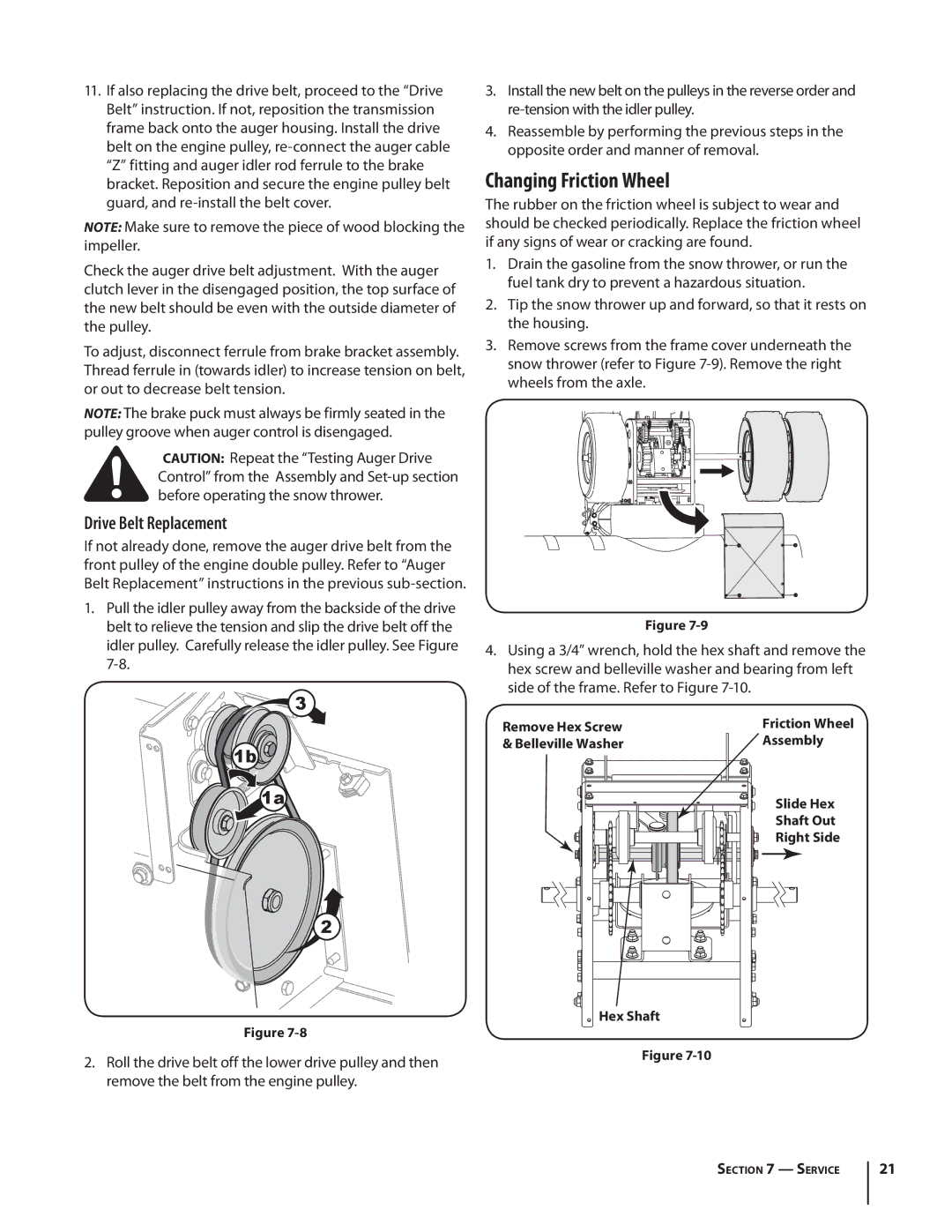 Troy-Bilt 4510 warranty Changing Friction Wheel, Drive Belt Replacement 