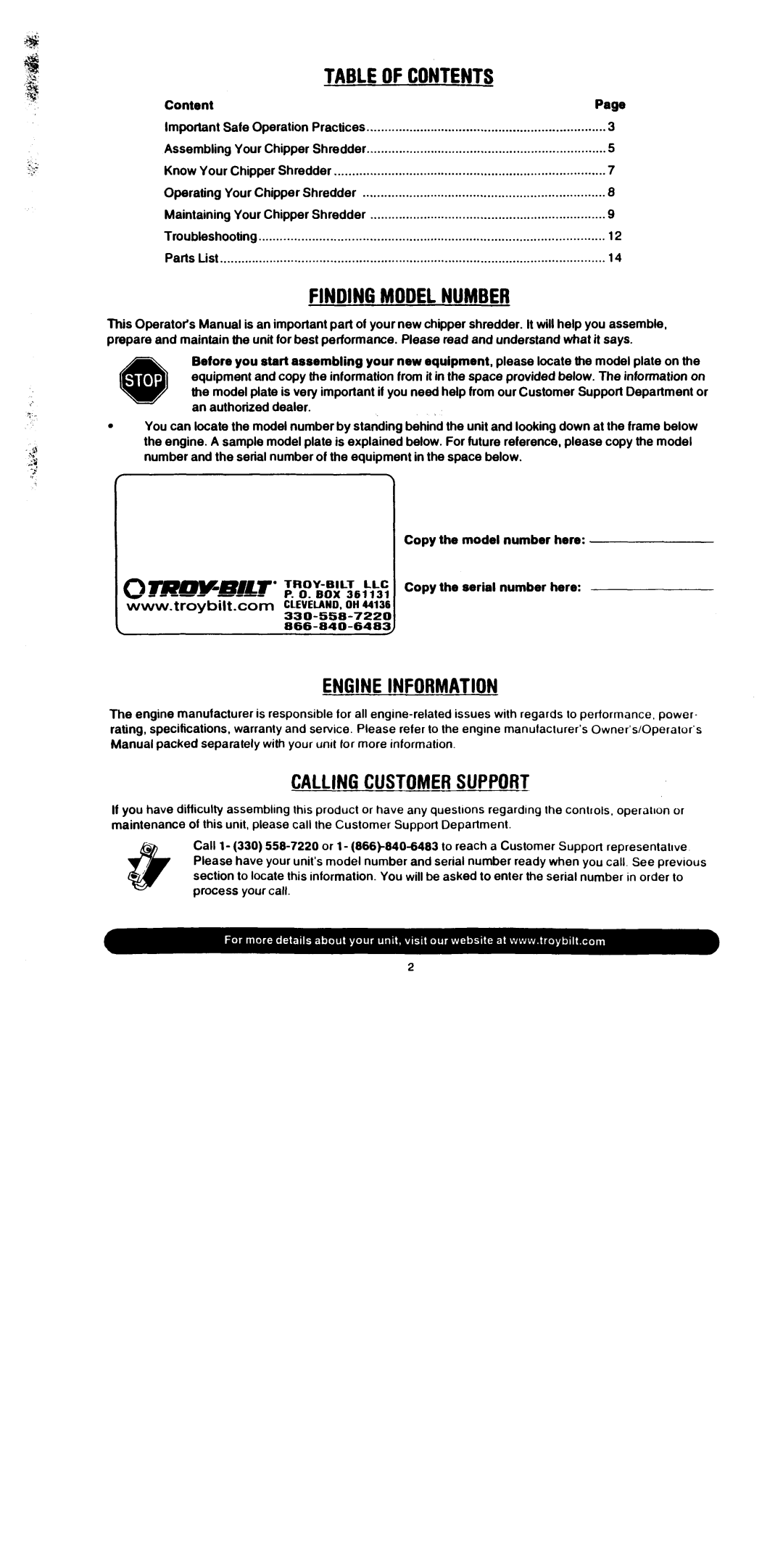 Troy-Bilt 494 manual 