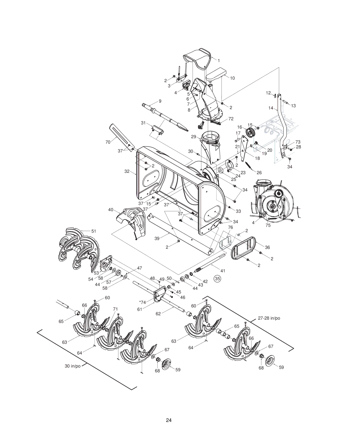 Troy-Bilt 500 series manual 30 in/po 27-28 in/po 