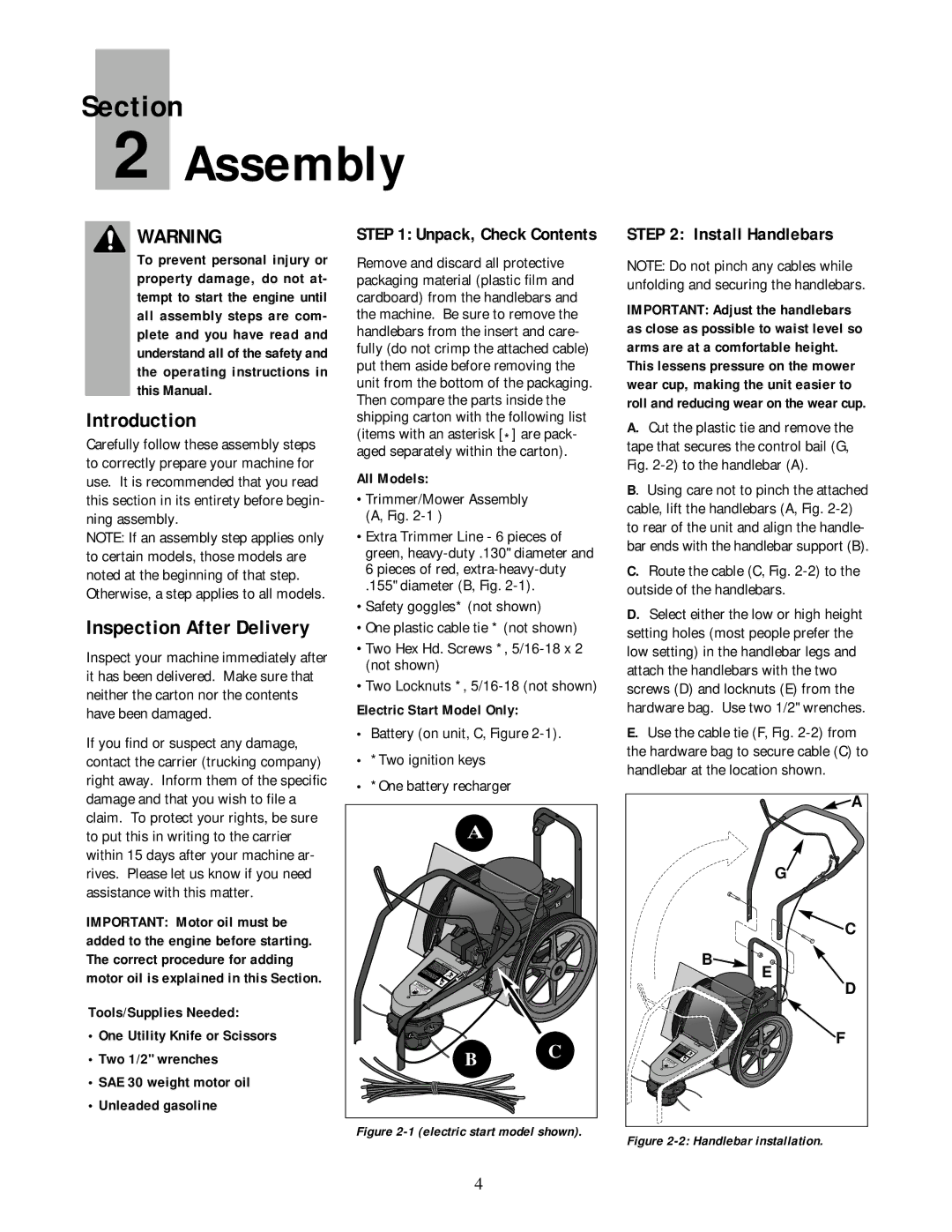 Troy-Bilt 52052, 52051 owner manual Assembly, Introduction 