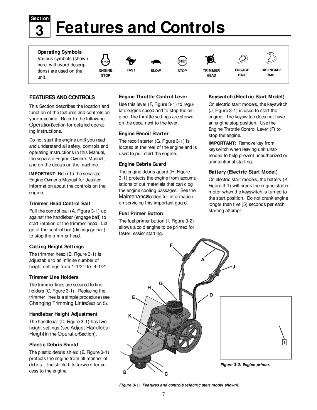 Troy-Bilt 52058, 52057 owner manual Features and Controls 