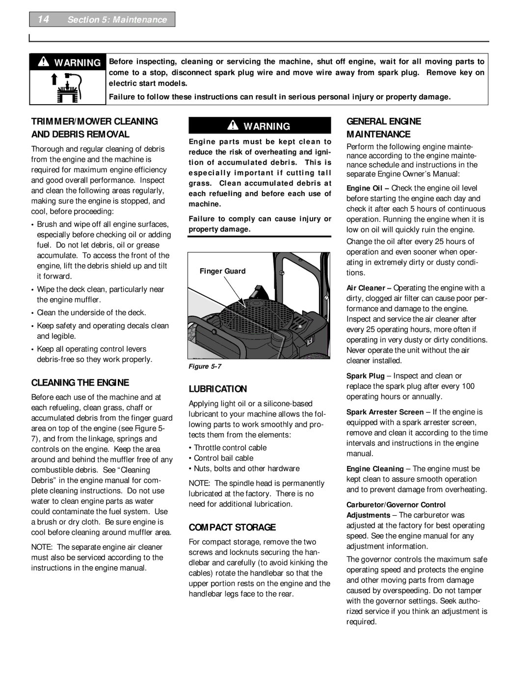 Troy-Bilt 52063, 52064 owner manual Cleaning the Engine, Lubrication, Compact Storage, General Engine Maintenance 