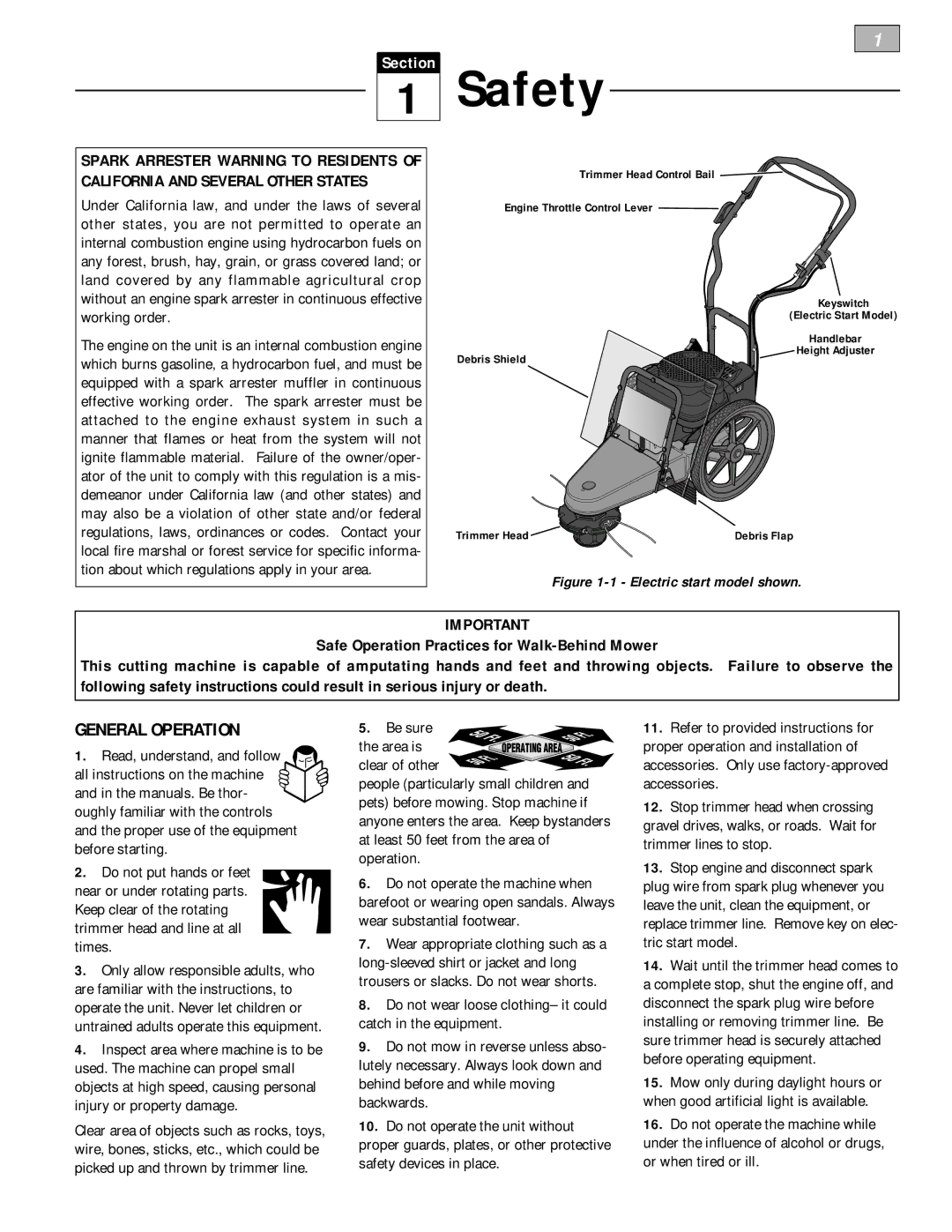 Troy-Bilt 52063, 52064 owner manual Safety, General Operation 