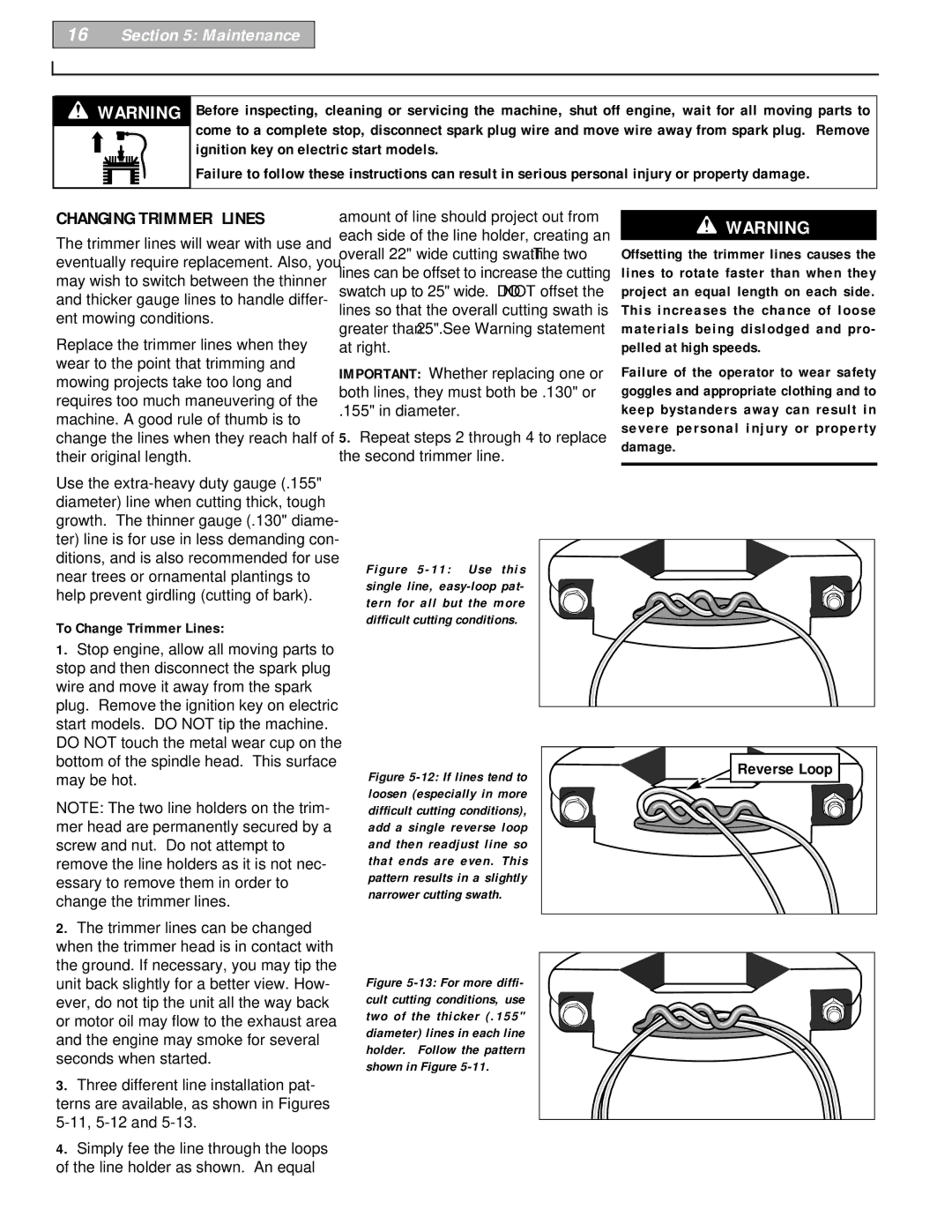 Troy-Bilt 52065 owner manual To Change Trimmer Lines, Trimmer lines can be changed 