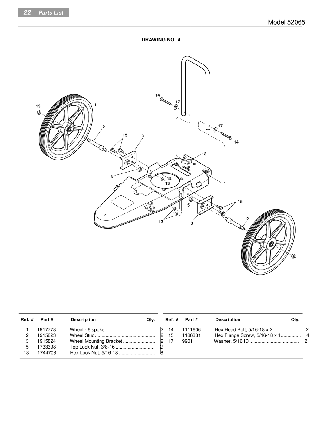 Troy-Bilt 52065 owner manual 715 133 