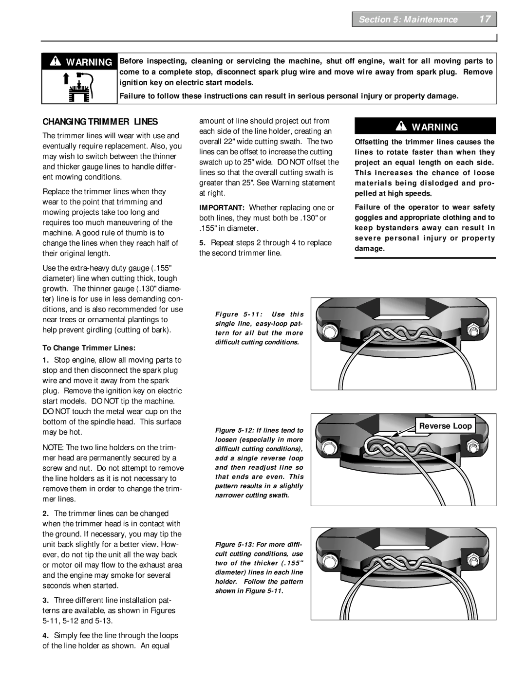 Troy-Bilt 52070, 52066 owner manual To Change Trimmer Lines, Trimmer lines can be changed 