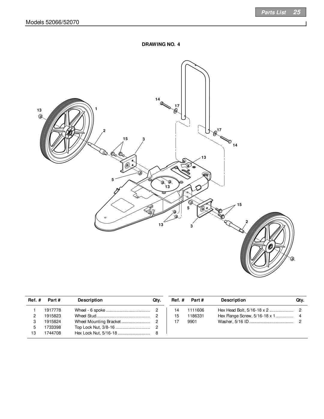 Troy-Bilt 52070, 52066 owner manual 715 133 