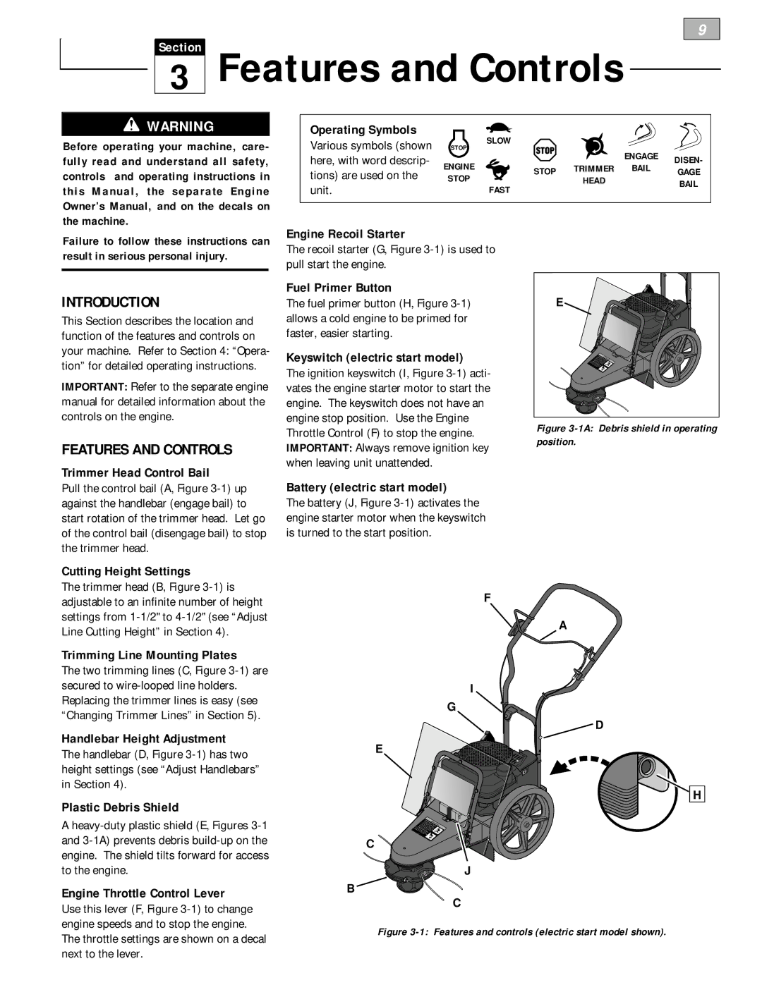 Troy-Bilt 52070, 52066 owner manual Features and Controls, Here, with word descrip, Tions are used on, Unit 