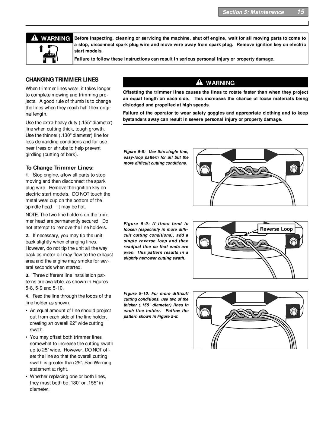 Troy-Bilt 52067 - 5HP owner manual Changing Trimmer Lines, To Change Trimmer Lines 