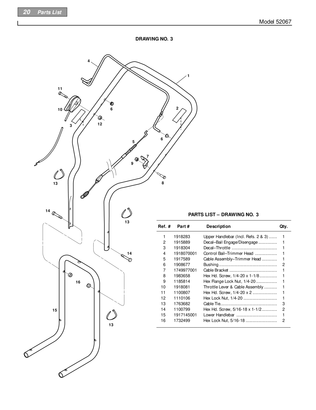 Troy-Bilt 52067 - 5HP owner manual 312 